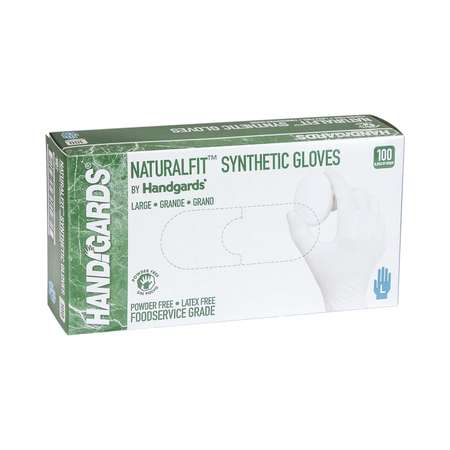 Handgards Non-Latex Synthetic Gloves, Synthetic, Powder-Free, L, 1000 PK, White 304362133